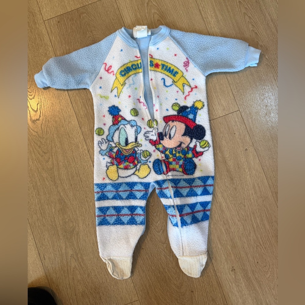 Vintage Disney Dr Denton Mickey Donald Circus Onesie 6 to 12 Months 1984